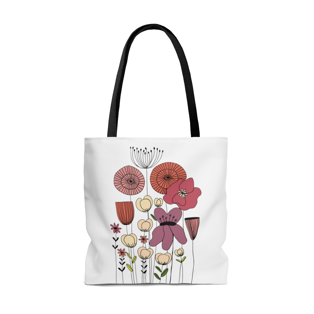 Vintage Wildflower Original Artwork Reusable Graphic Tote Bag