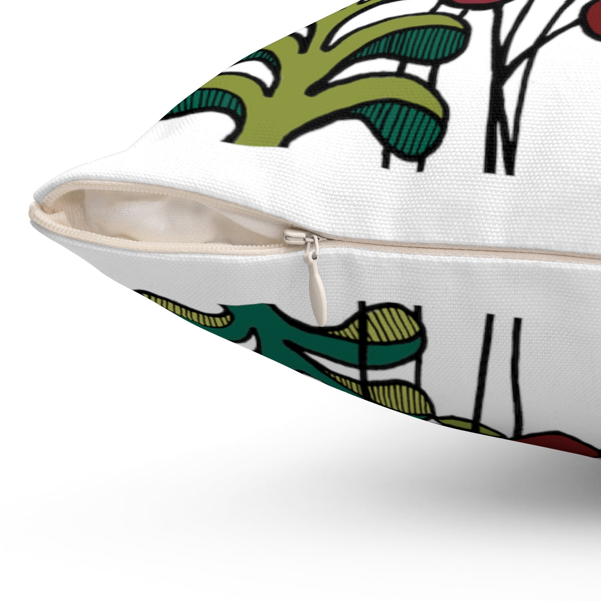 Vintage Flowers and Ferns Spun Polyester Square Pillow