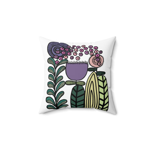 Spun Polyester Square Pillow - Vintage Lavender Flower