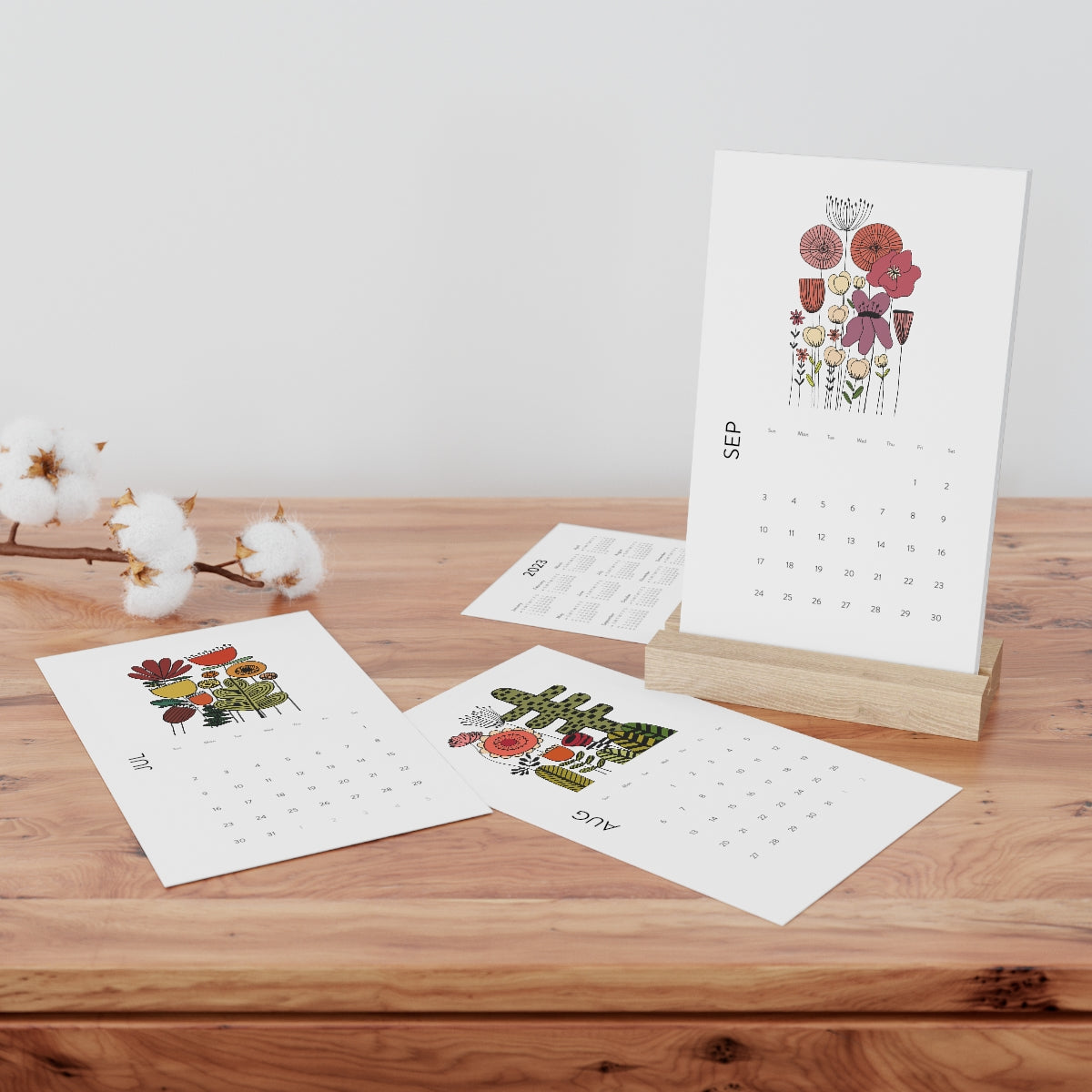 Vintage Flowers Vertical Desk Calendar (2023)