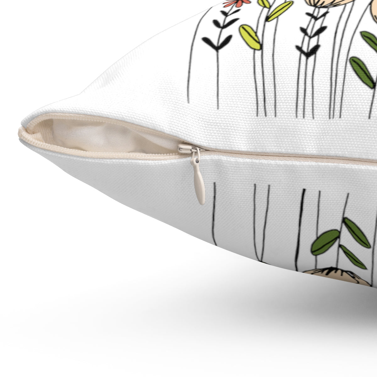 Vintage Wildflowers Spun Polyester Square Pillow