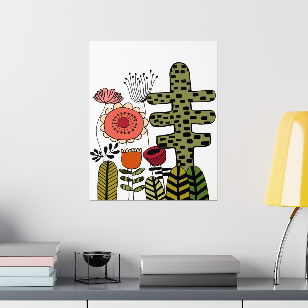 Vintage Flowers Cactus Flowers Premium Matte vertical posters