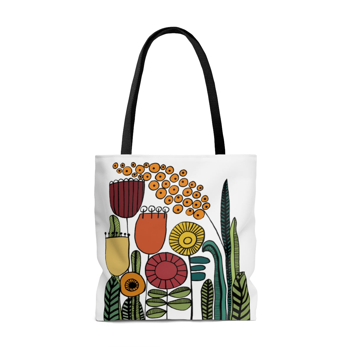 Vintage Flowers Warm Tones Original Artwork Reusable Graphic Tote Bag