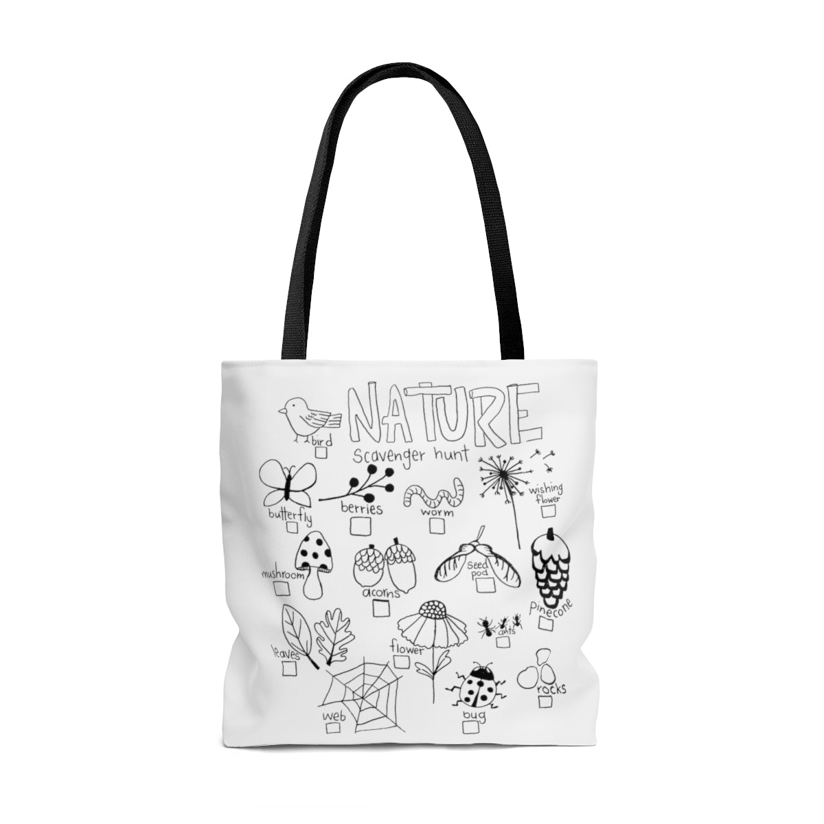 Nature Scavenger Hunt Graphic Tote Bag Original Artwork
