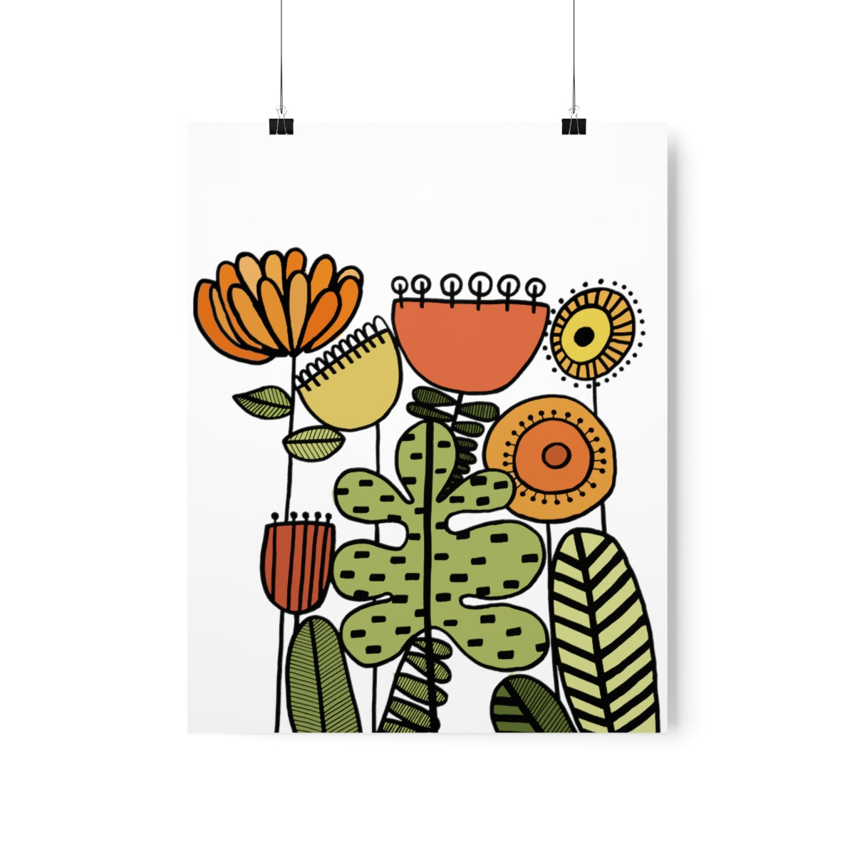 Warm Vintage Flowers Premium Matte vertical posters