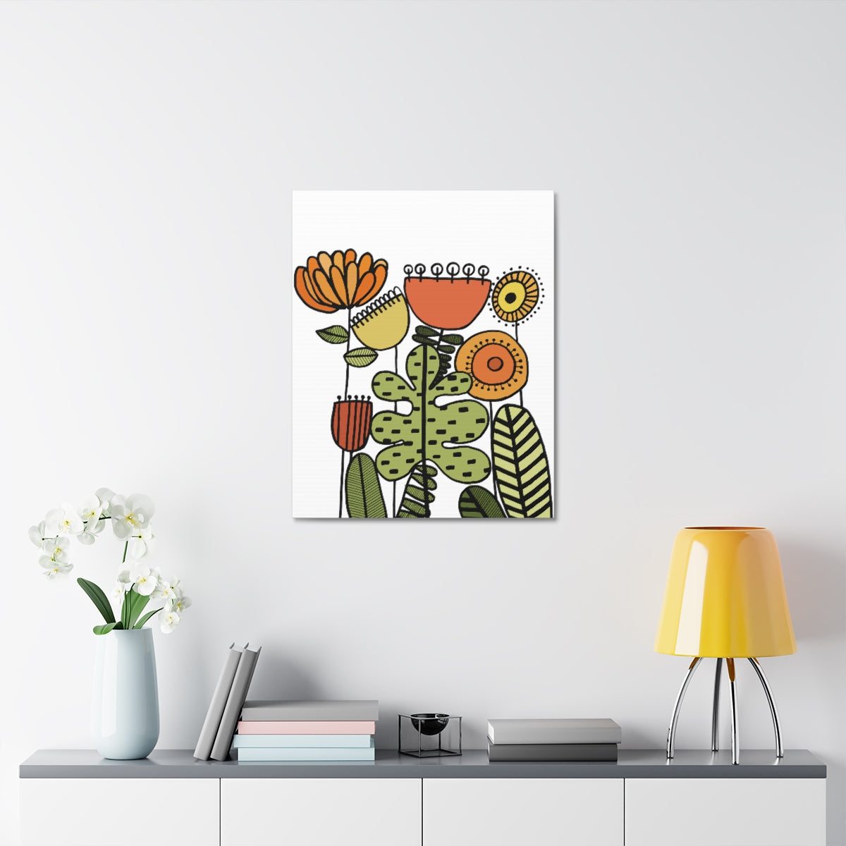 Warm Vintage Flowers Stretched Canvas