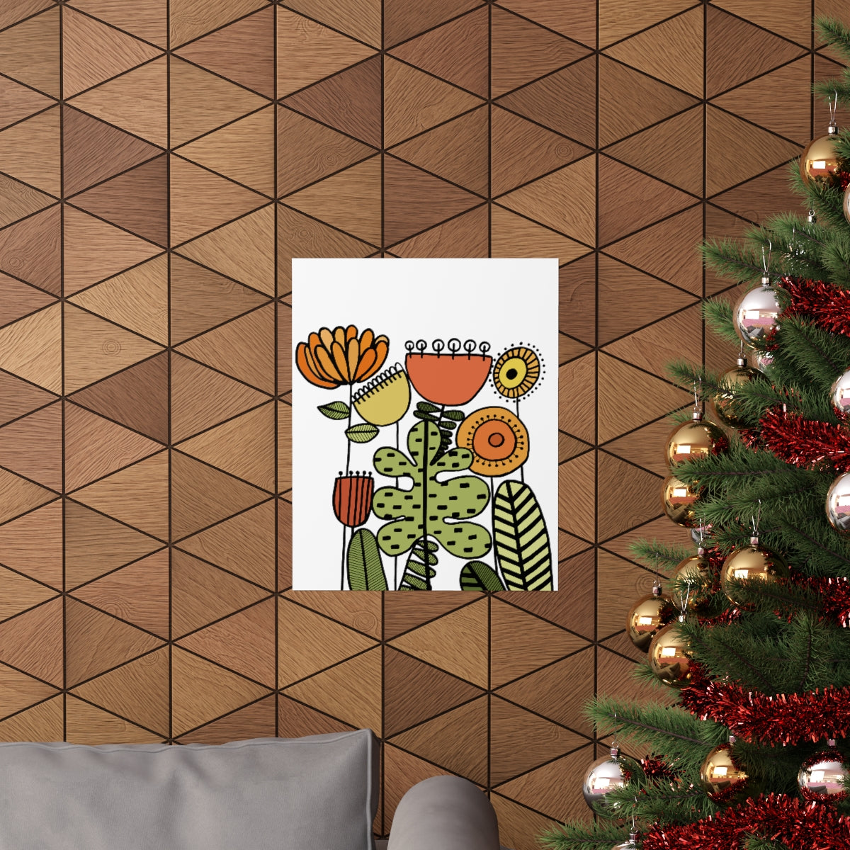 Warm Vintage Flowers Premium Matte vertical posters