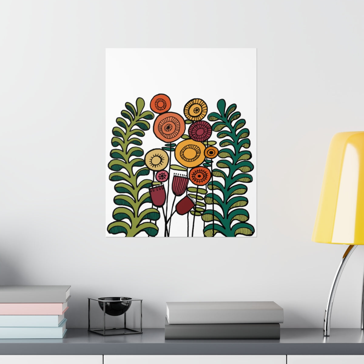 Vintage Flowers and Ferns Premium Matte vertical posters
