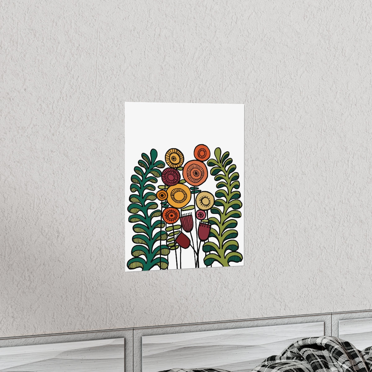 Vintage Flowers and Ferns Premium Matte vertical posters