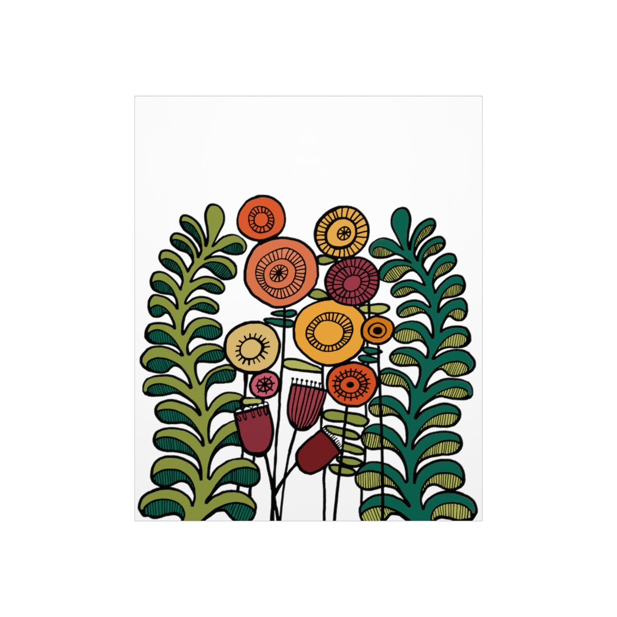 Vintage Flowers and Ferns Premium Matte vertical posters