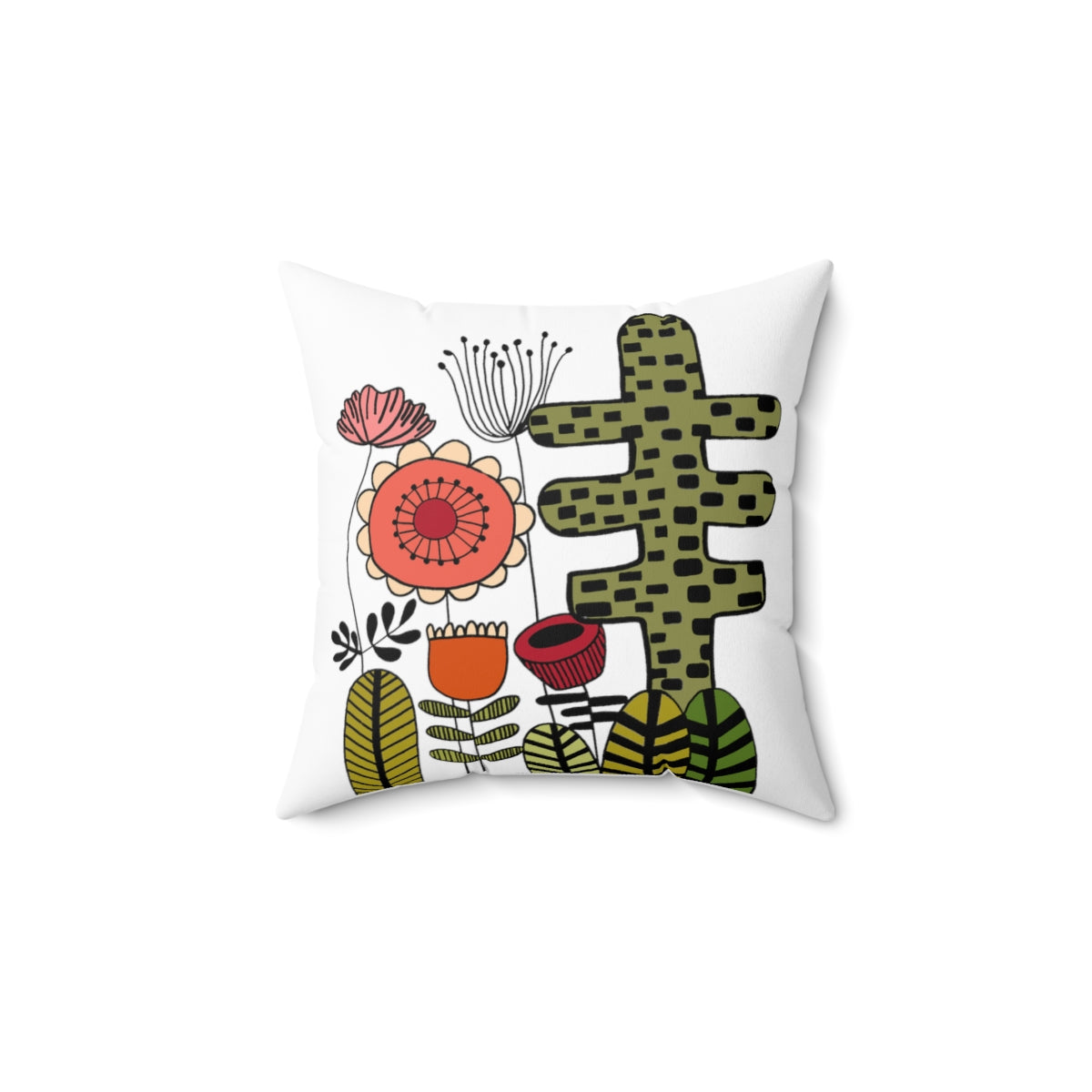 Vintage Flowers Cactus Flowers Spun Polyester Square Pillow