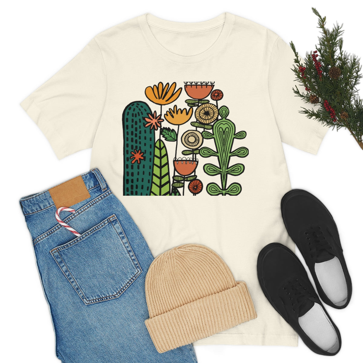 Botanical Flower T-shirt, Warm Desert Floral Tee, Teacher flower shirt, Floral Flower tshirt, wildflower shirt, montessori teach shirt
