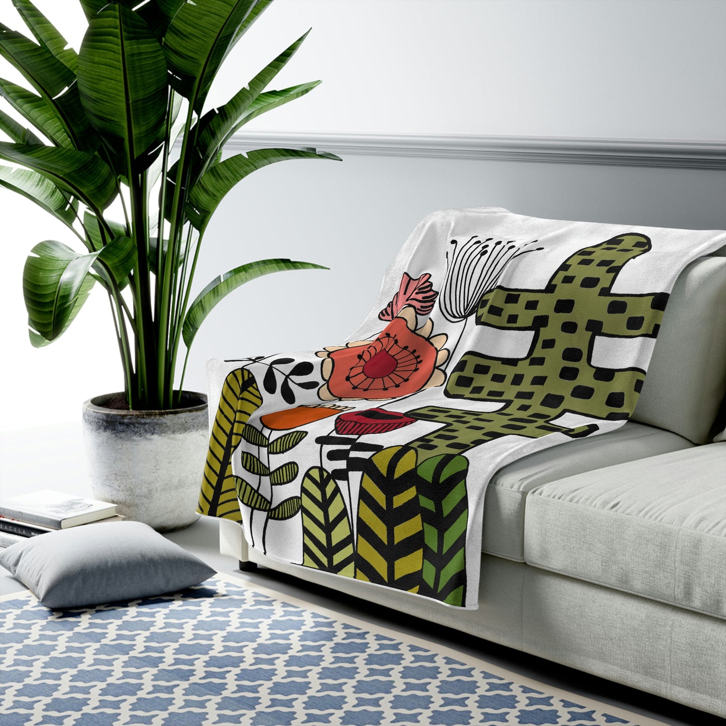 Velveteen Plush Blanket - Vintage Flower