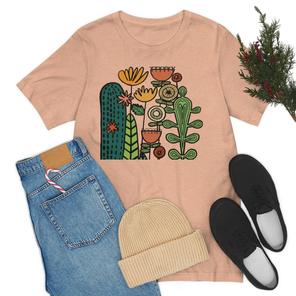 Botanical Flower T-shirt, Warm Desert Floral Tee, Teacher flower shirt, Floral Flower tshirt, wildflower shirt, montessori teach shirt