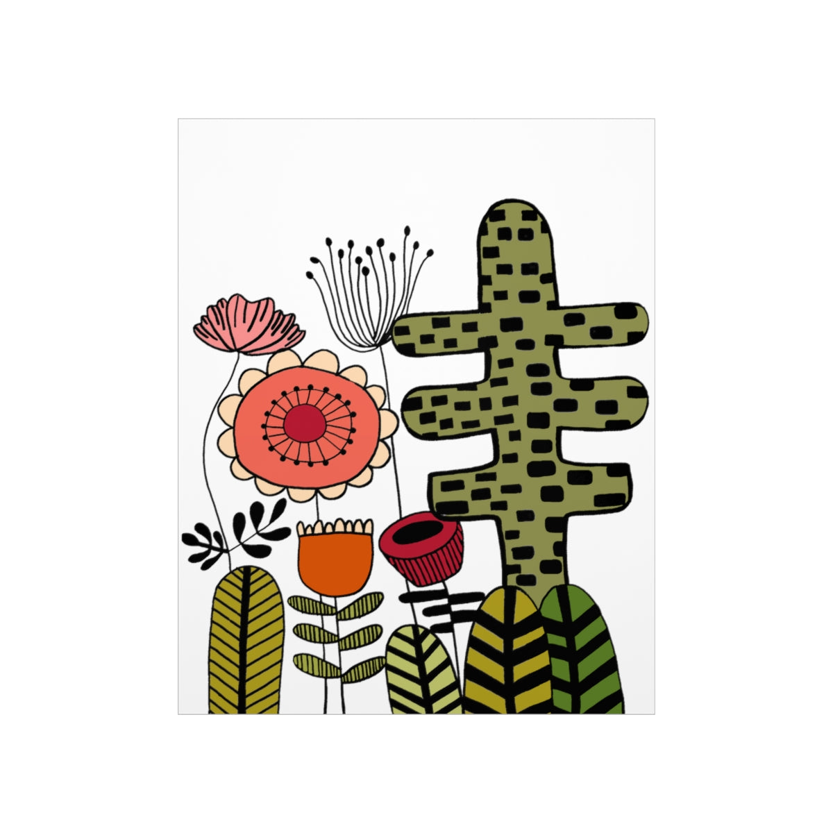 Vintage Flowers Cactus Flowers Premium Matte vertical posters