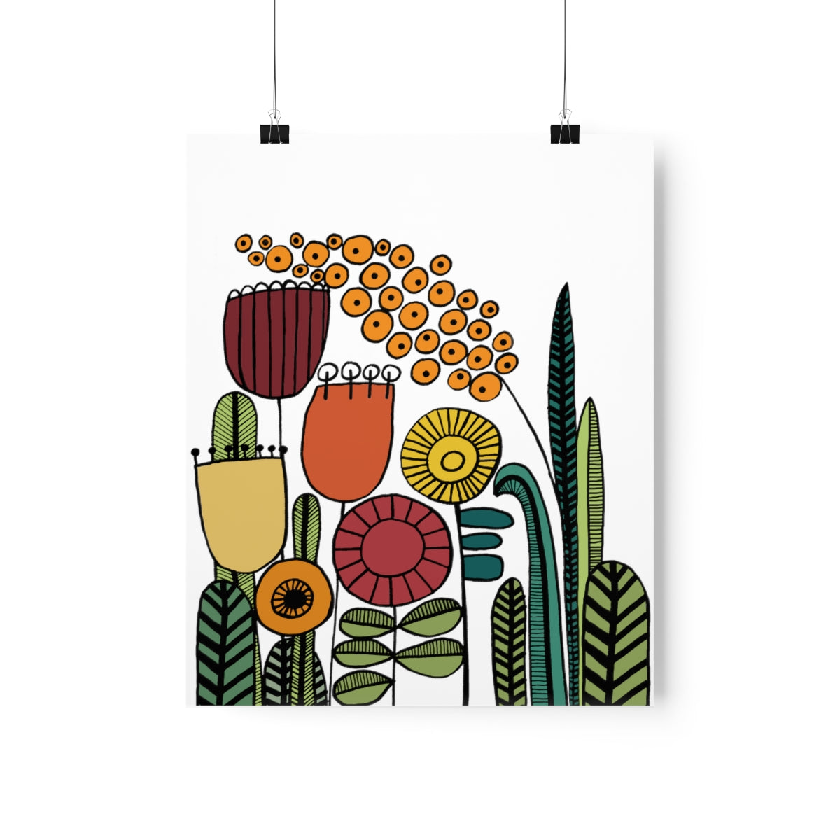 Vintage Flowers Warm Tones Premium Matte vertical posters