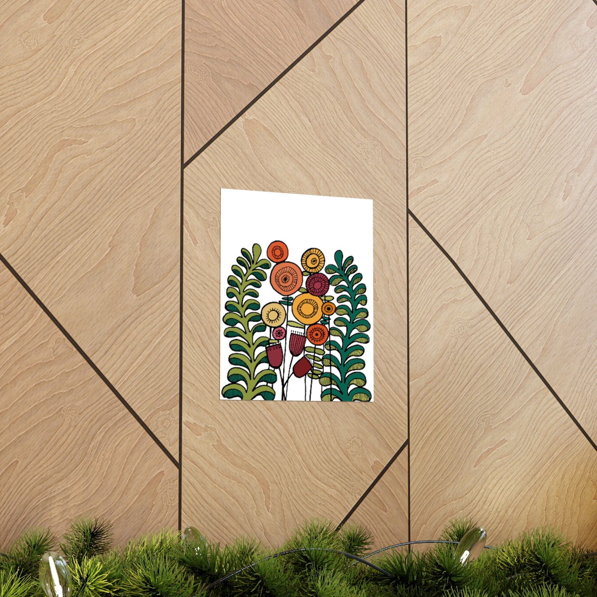 Vintage Flowers and Ferns Premium Matte vertical posters