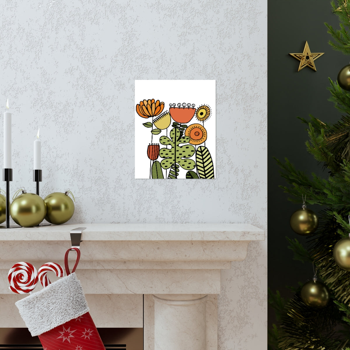 Warm Vintage Flowers Premium Matte vertical posters