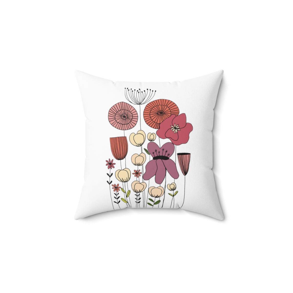 Vintage Wildflowers Spun Polyester Square Pillow