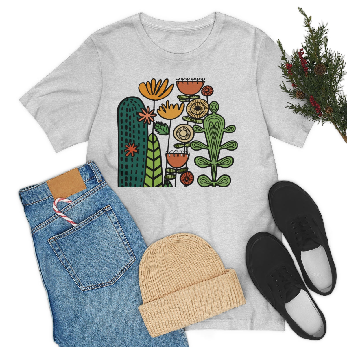 Botanical Flower T-shirt, Warm Desert Floral Tee, Teacher flower shirt, Floral Flower tshirt, wildflower shirt, montessori teach shirt