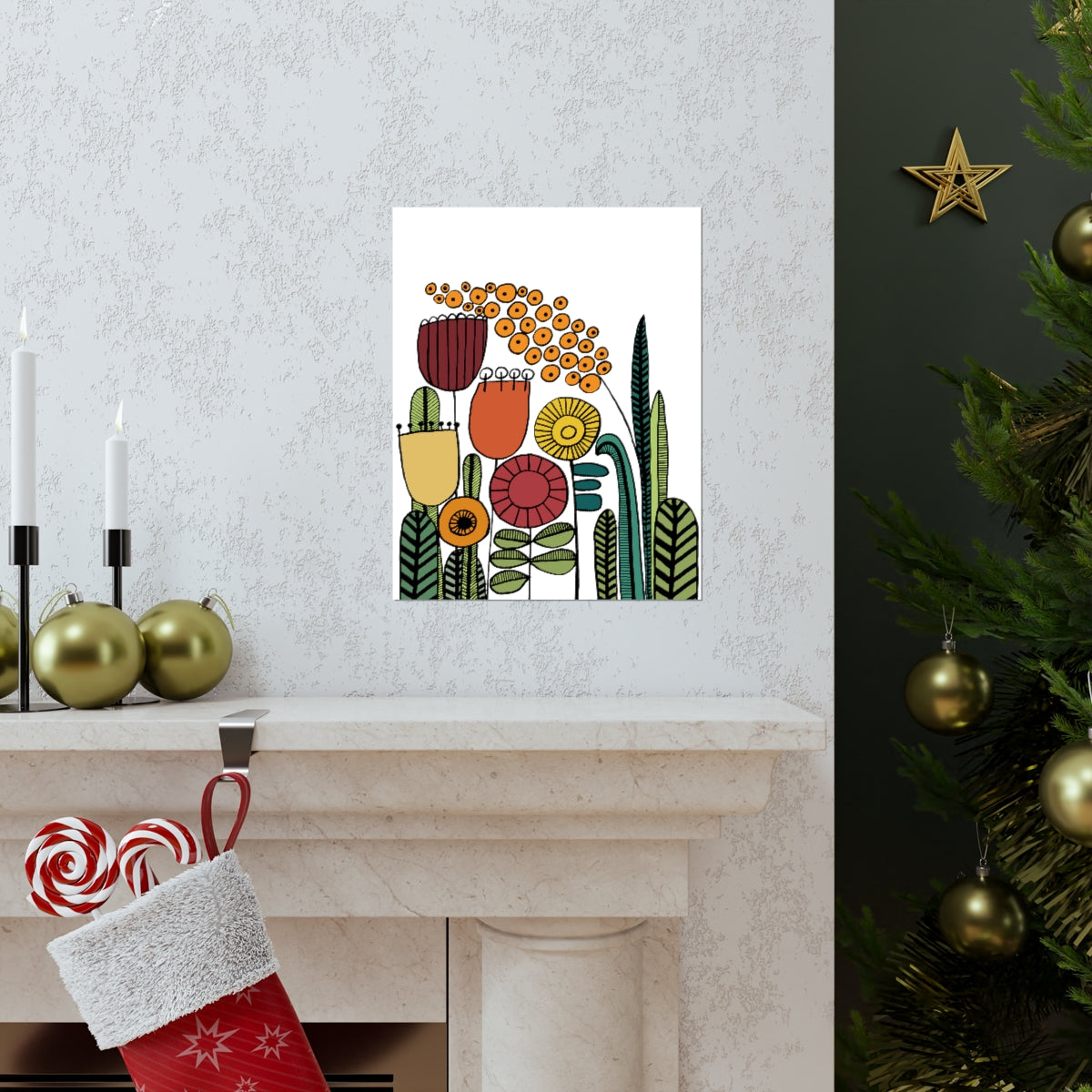 Vintage Flowers Warm Tones Premium Matte vertical posters