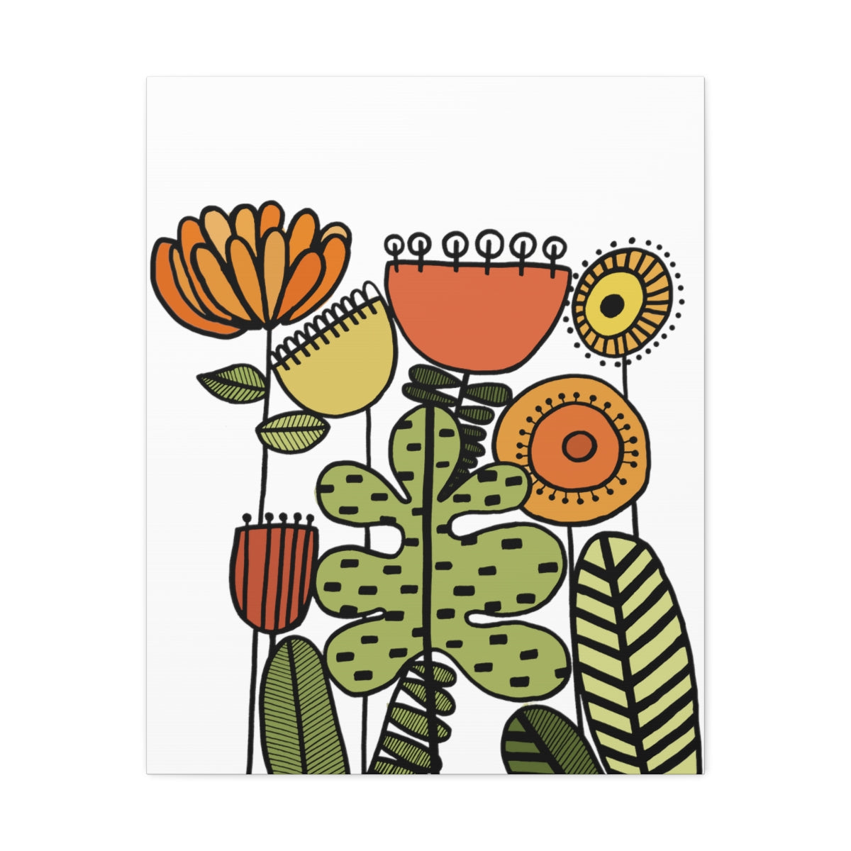 Warm Vintage Flowers Stretched Canvas