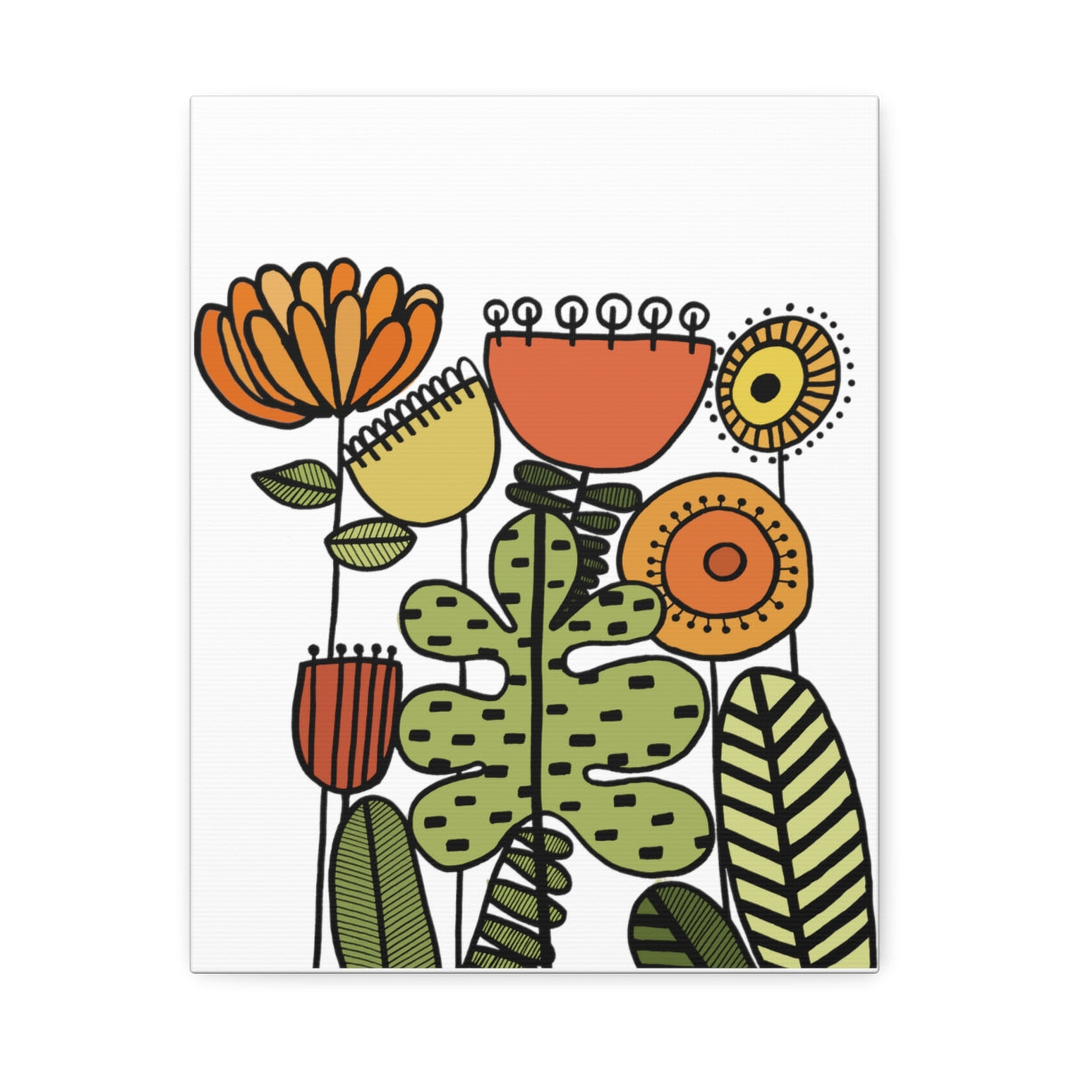 Warm Vintage Flowers Stretched Canvas