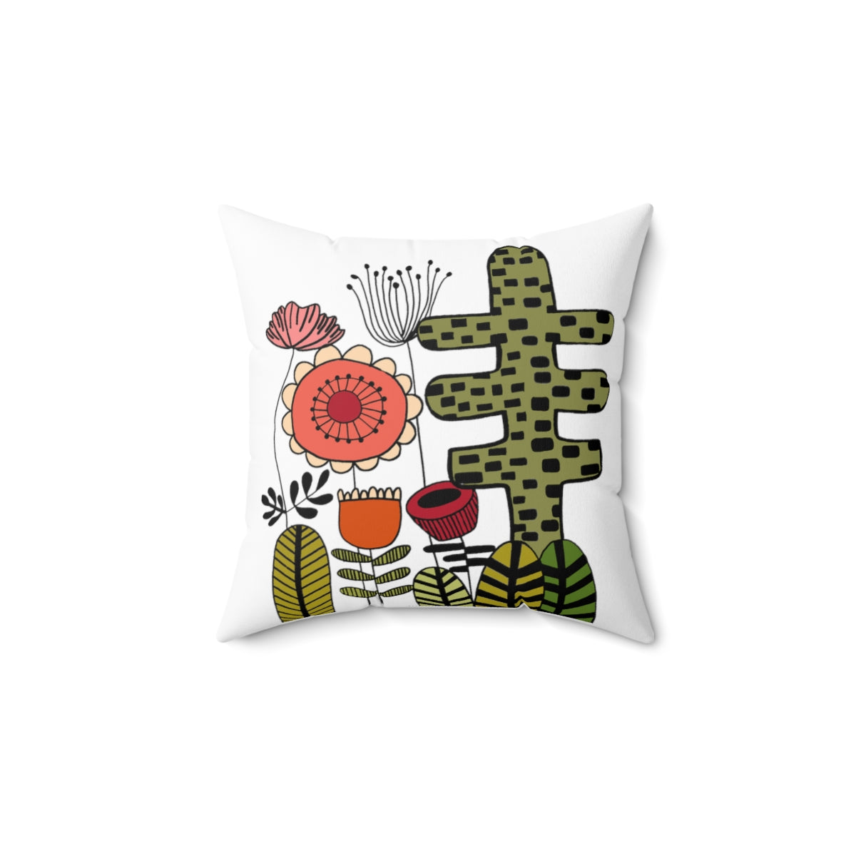 Vintage Flowers Cactus Flowers Spun Polyester Square Pillow