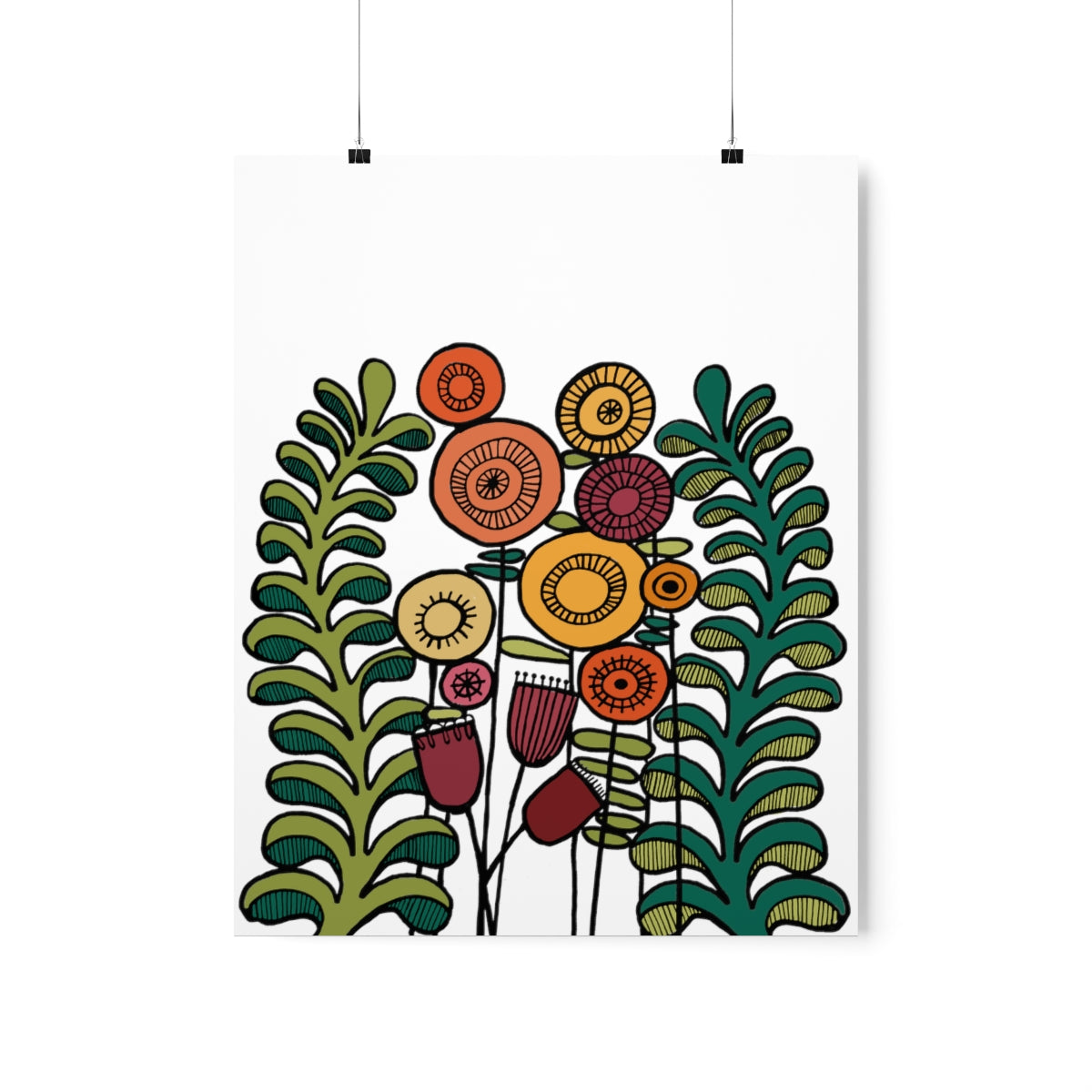 Vintage Flowers and Ferns Premium Matte vertical posters