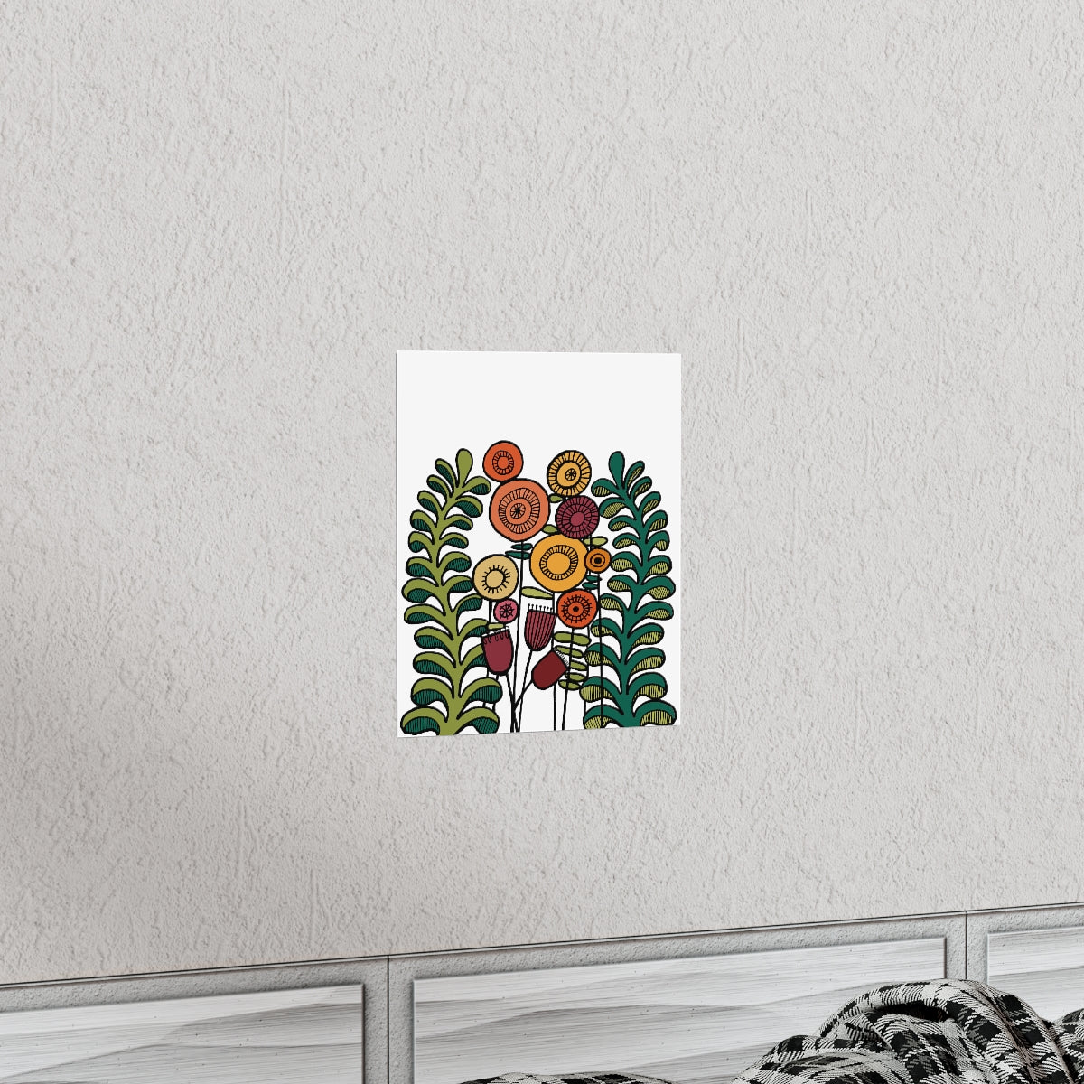 Vintage Flowers and Ferns Premium Matte vertical posters