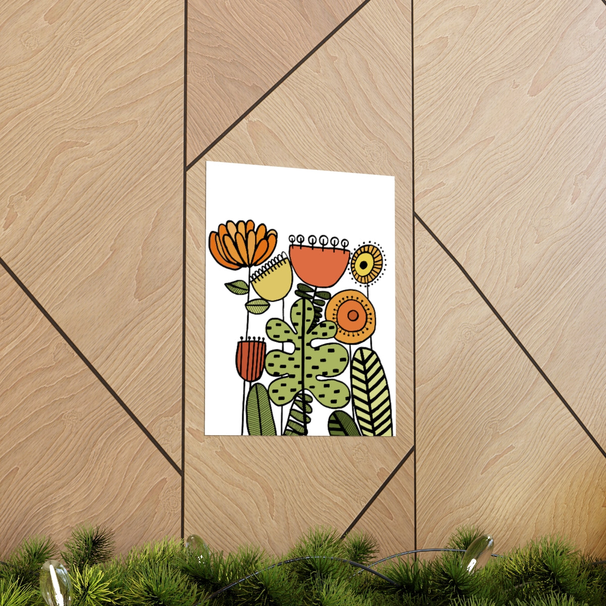 Warm Vintage Flowers Premium Matte vertical posters