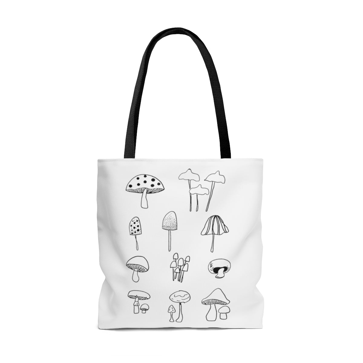 Mushrooms Nature White Original Artwork Reusable Graphic Tote Bag