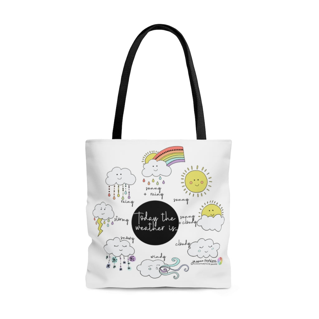 Kids Every day Tote Bag, Weather Book Bag,Preschool Canvas Tote, Kindergarten Preschool Library Tote, School Supplies Weather Bag