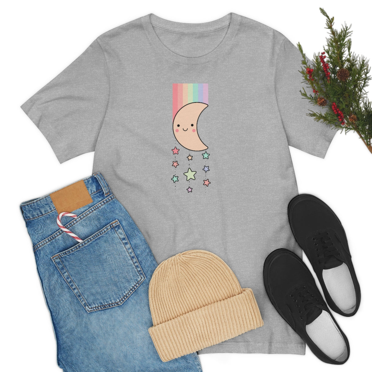 Moon Rainbow Stars T-shirt, Teacher shirt, rainbow tee, Shooting stars t, inspirational shirt, fun tshirt