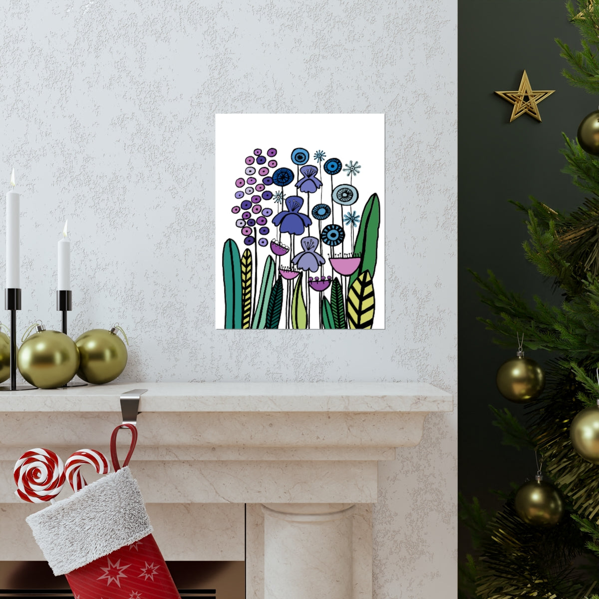 Vintage Periwinkle Flowers 2 Premium Matte vertical posters