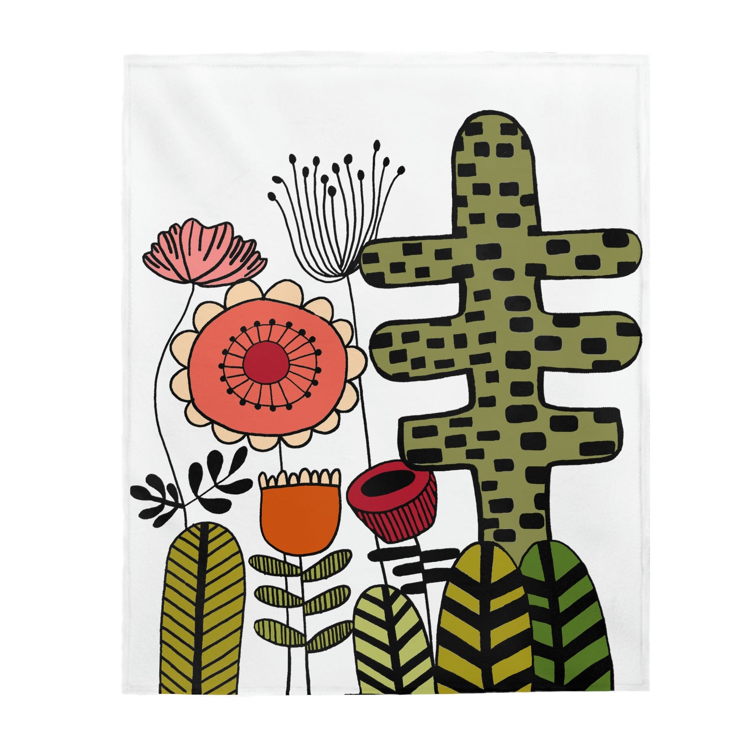 Velveteen Plush Blanket - Vintage Flower