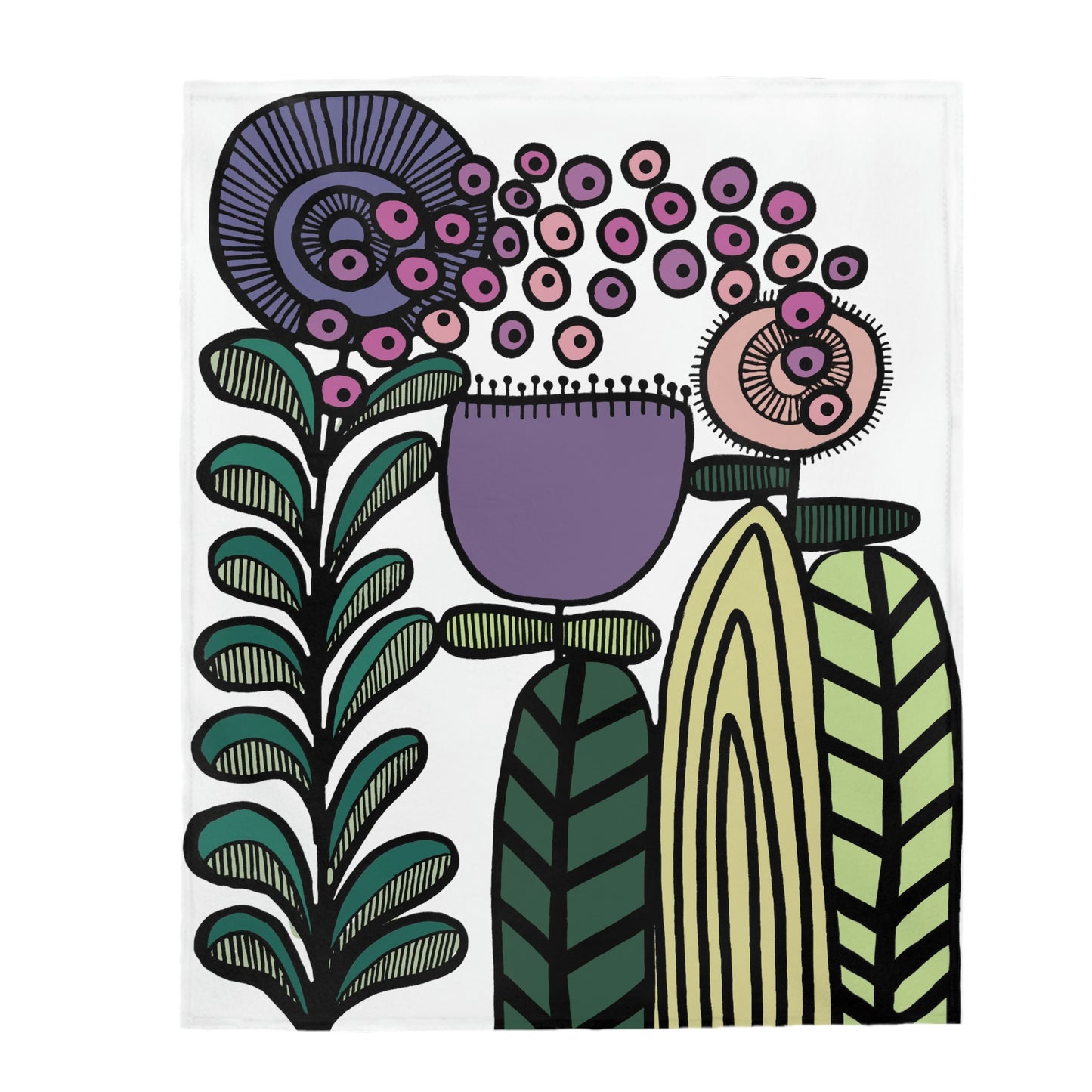 Velveteen Plush Blanket - Floral Muted