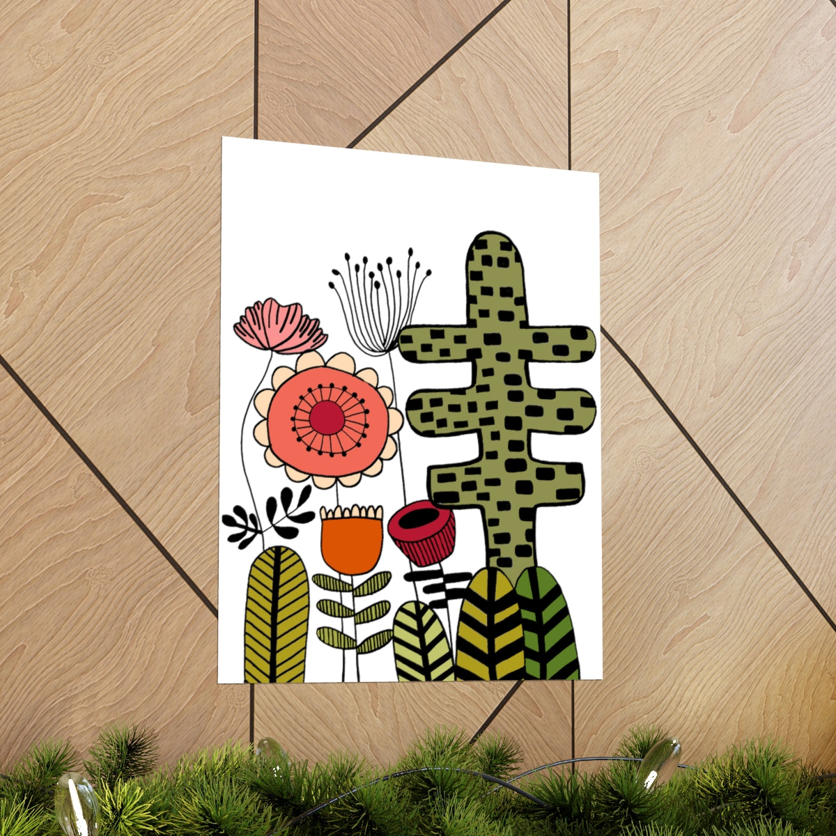 Vintage Flowers Cactus Flowers Premium Matte vertical posters