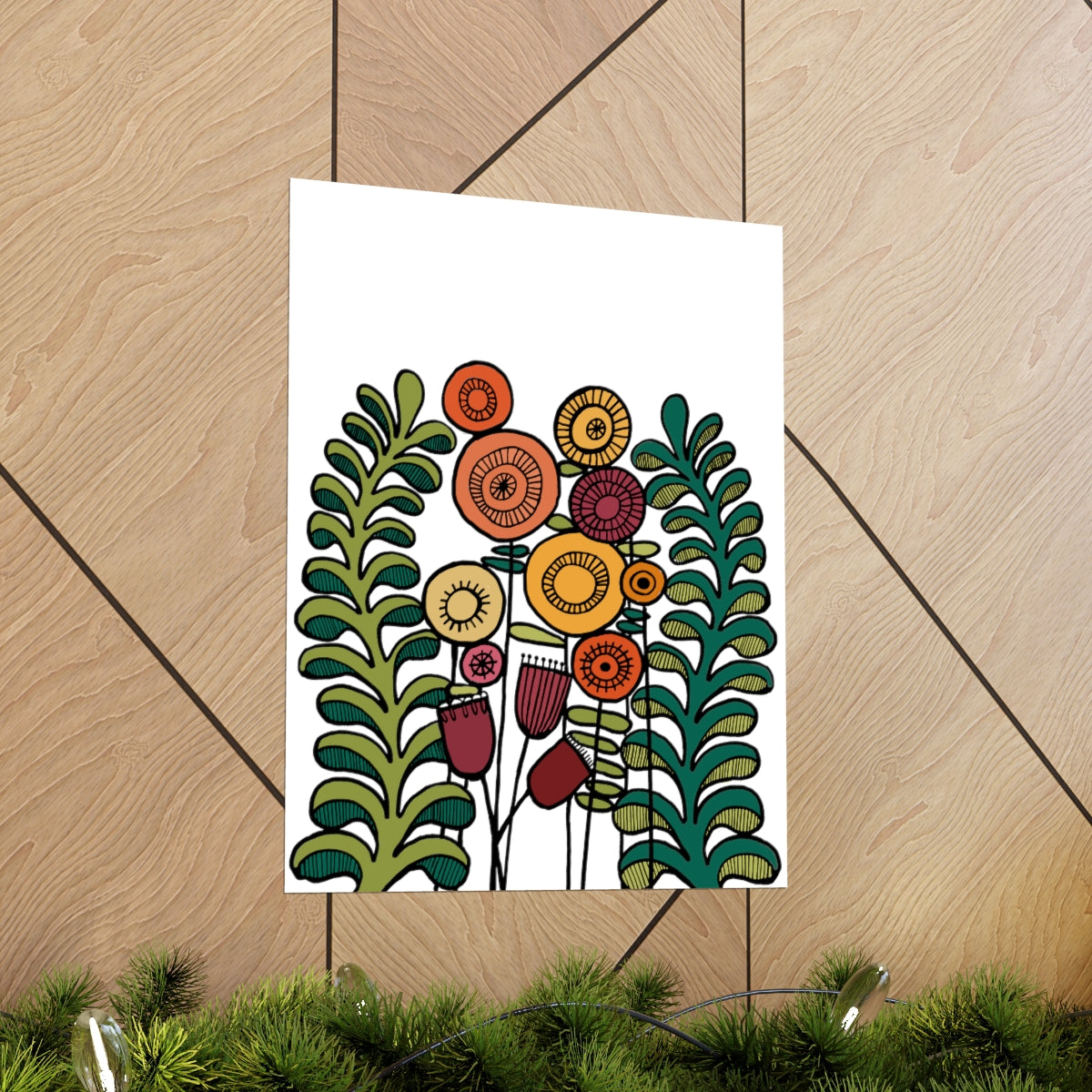 Vintage Flowers and Ferns Premium Matte vertical posters
