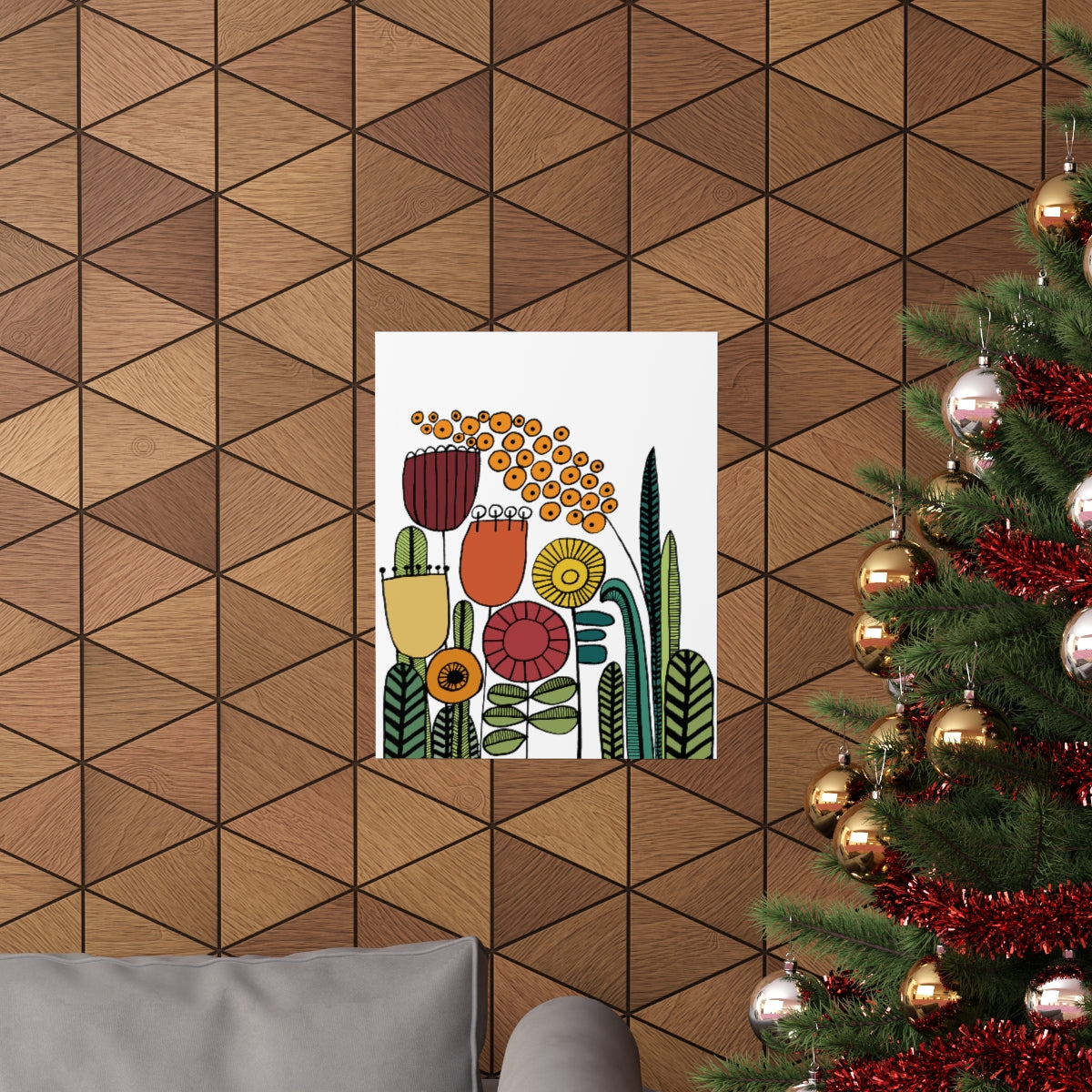 Vintage Flowers Warm Tones Premium Matte vertical posters