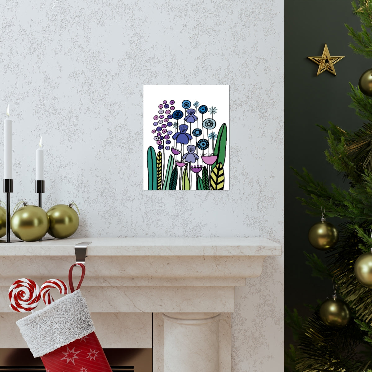 Vintage Periwinkle Flowers 2 Premium Matte vertical posters