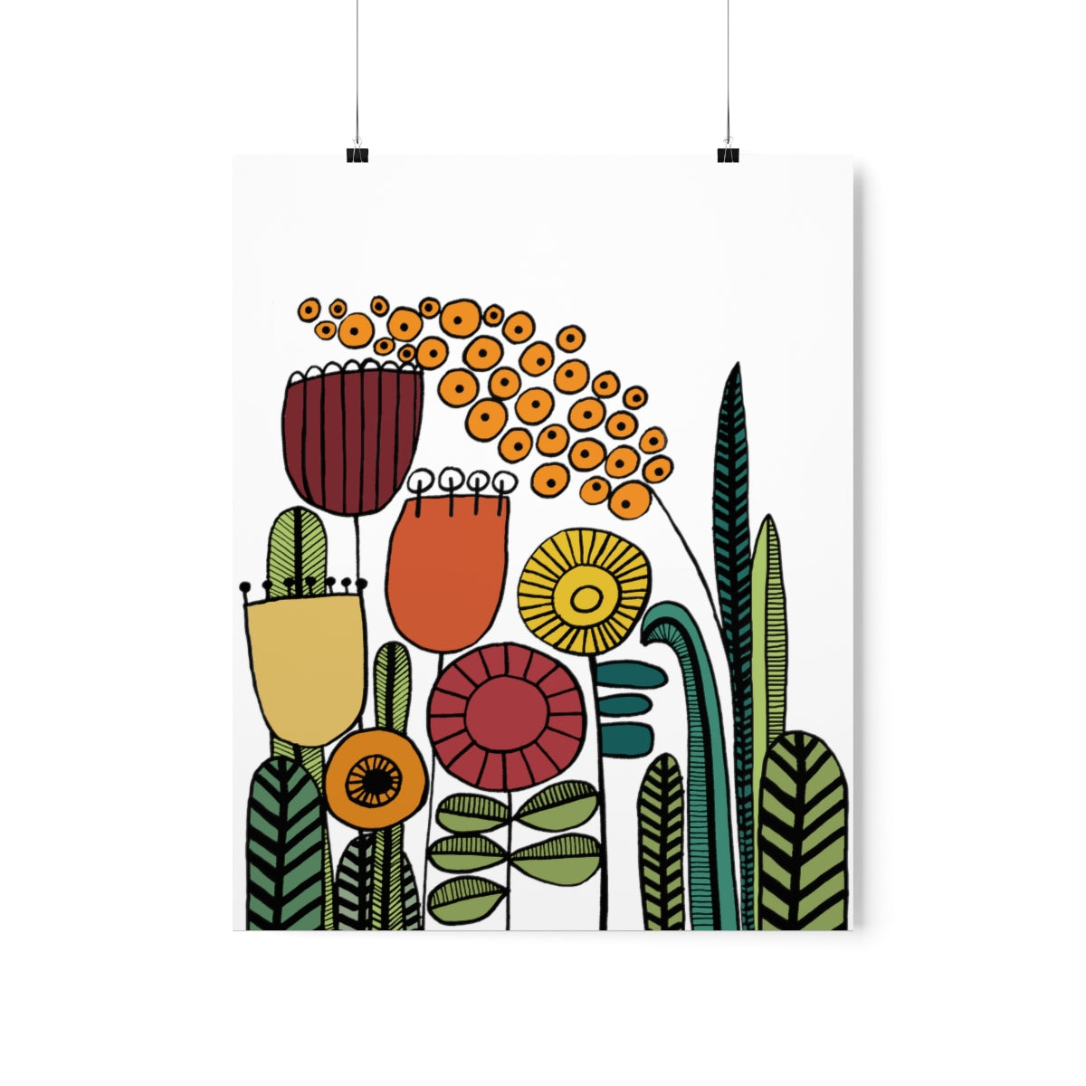 Vintage Flowers Warm Tones Premium Matte vertical posters