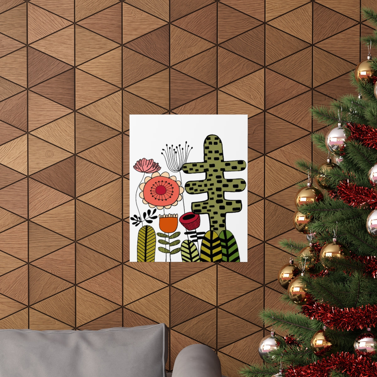 Vintage Flowers Cactus Flowers Premium Matte vertical posters