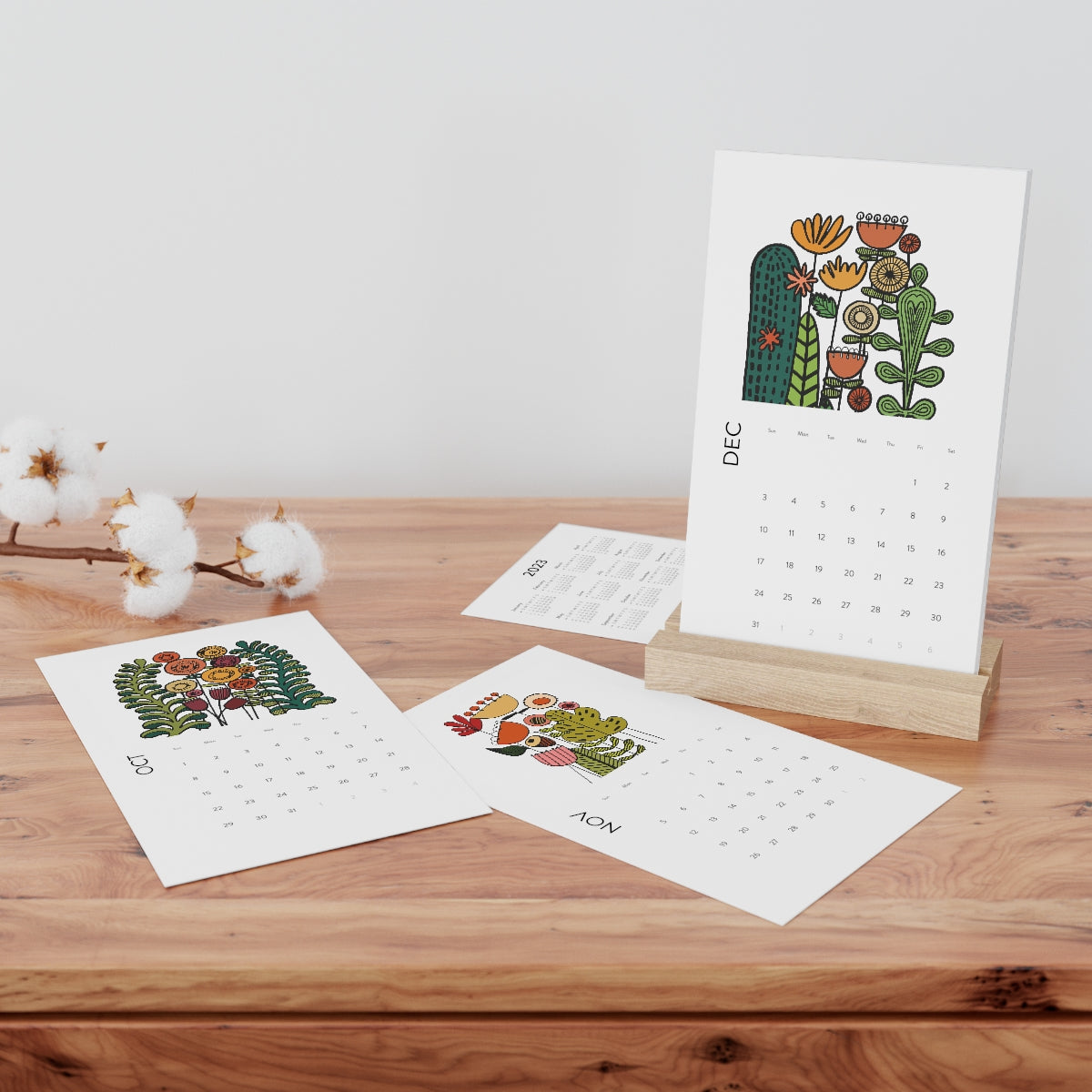 Vintage Flowers Vertical Desk Calendar (2023)