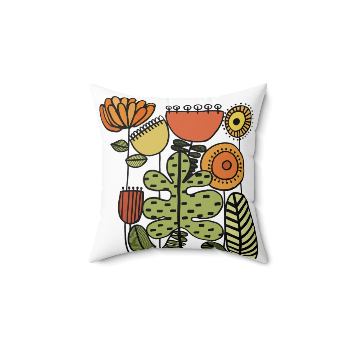 Warm Vintage Flowers Spun Polyester Square Pillow