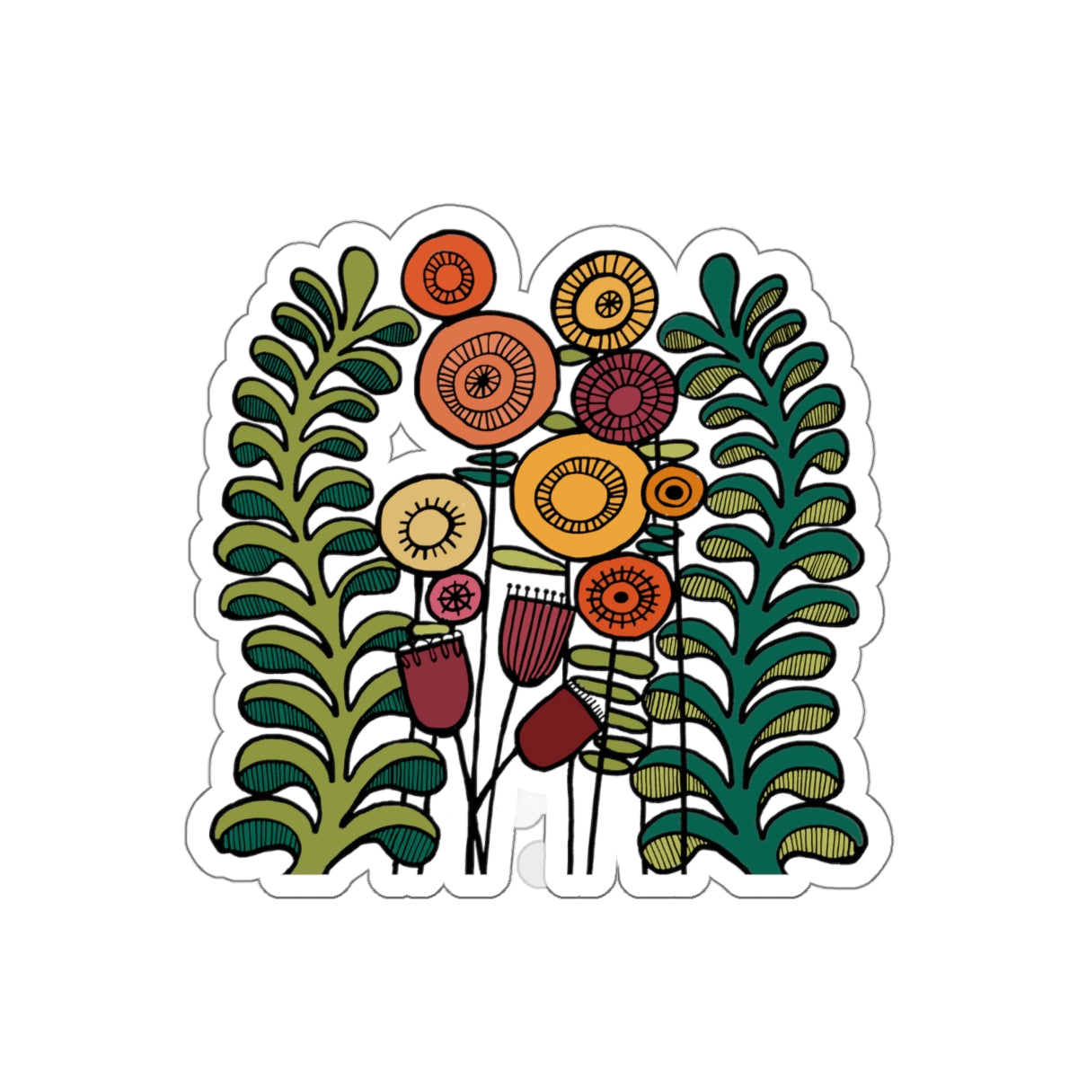 Vintage Flowers and Ferns Die-Cut Stickers