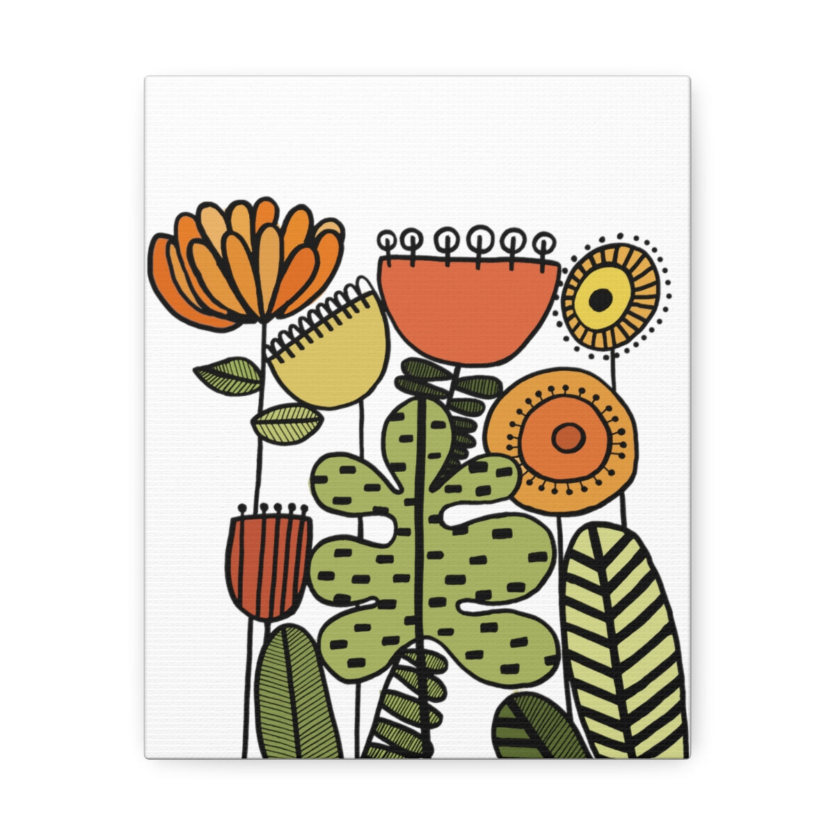 Warm Vintage Flowers Stretched Canvas