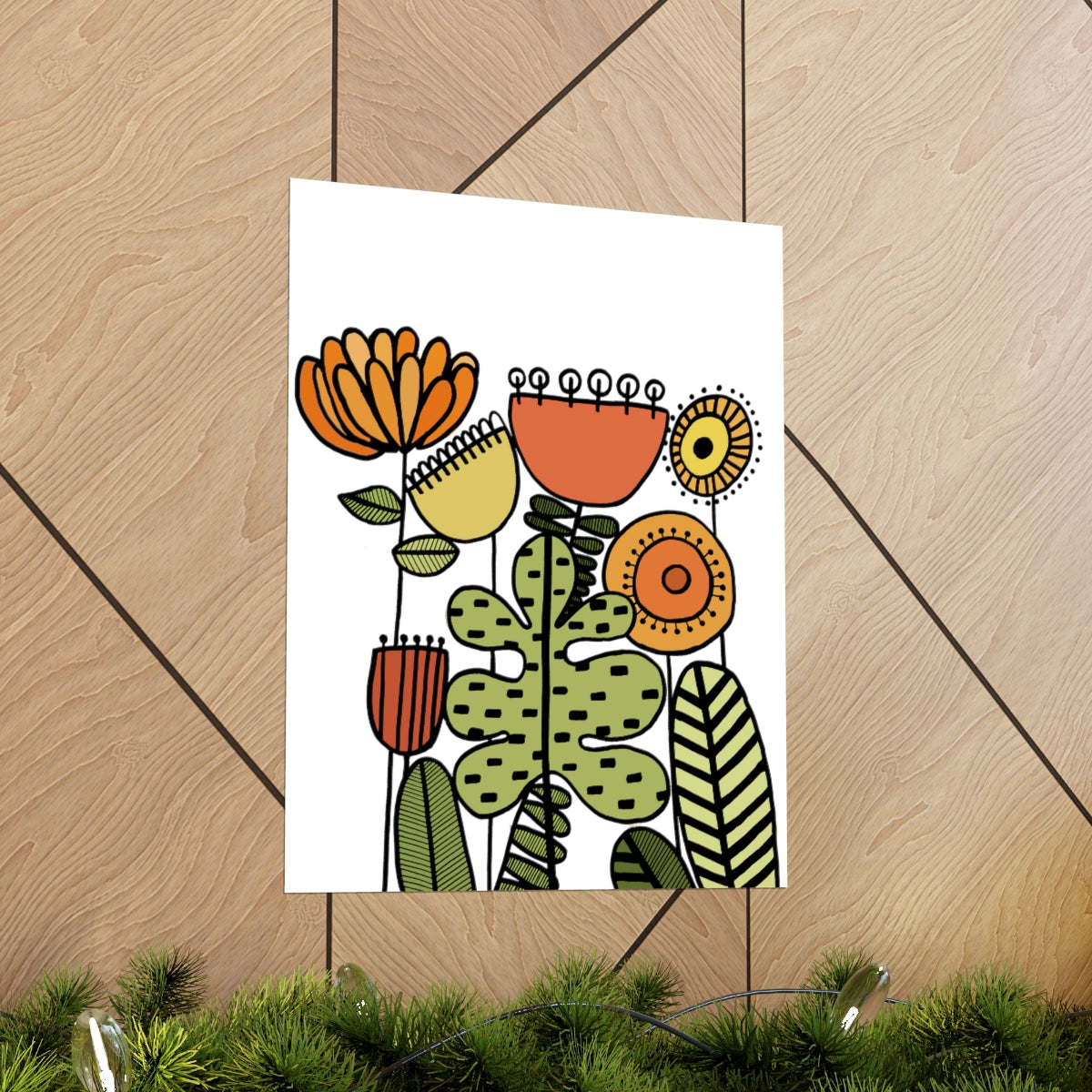 Warm Vintage Flowers Premium Matte vertical posters