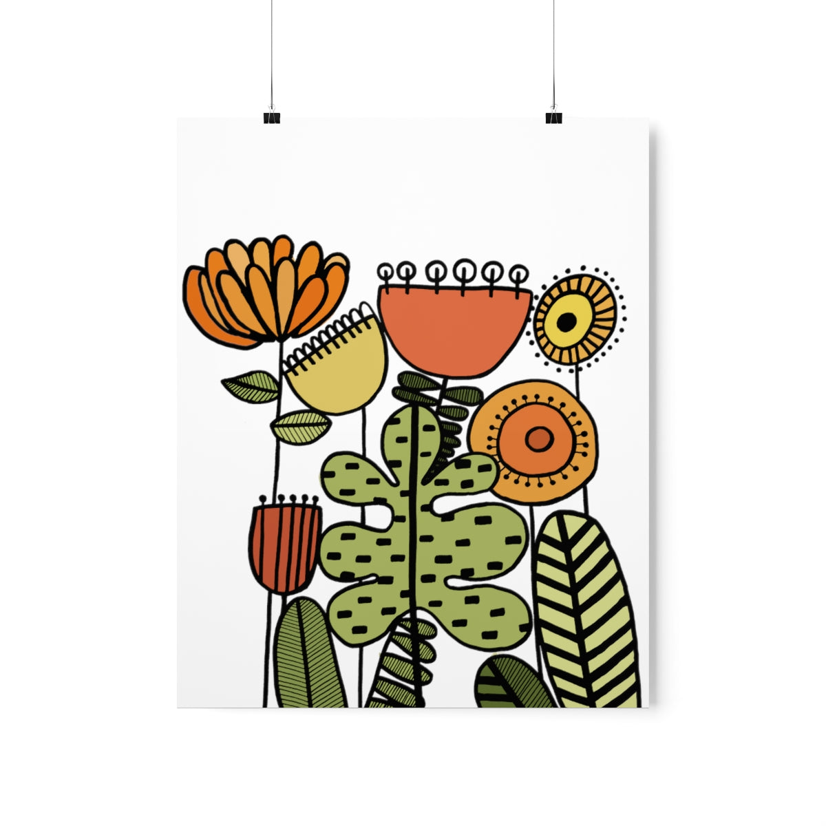 Warm Vintage Flowers Premium Matte vertical posters