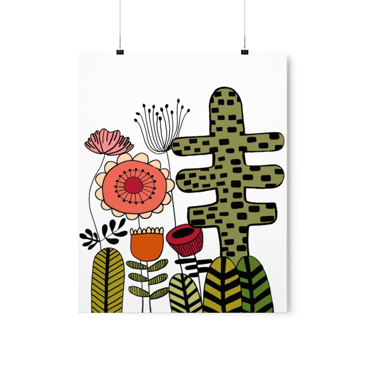 Vintage Flowers Cactus Flowers Premium Matte vertical posters
